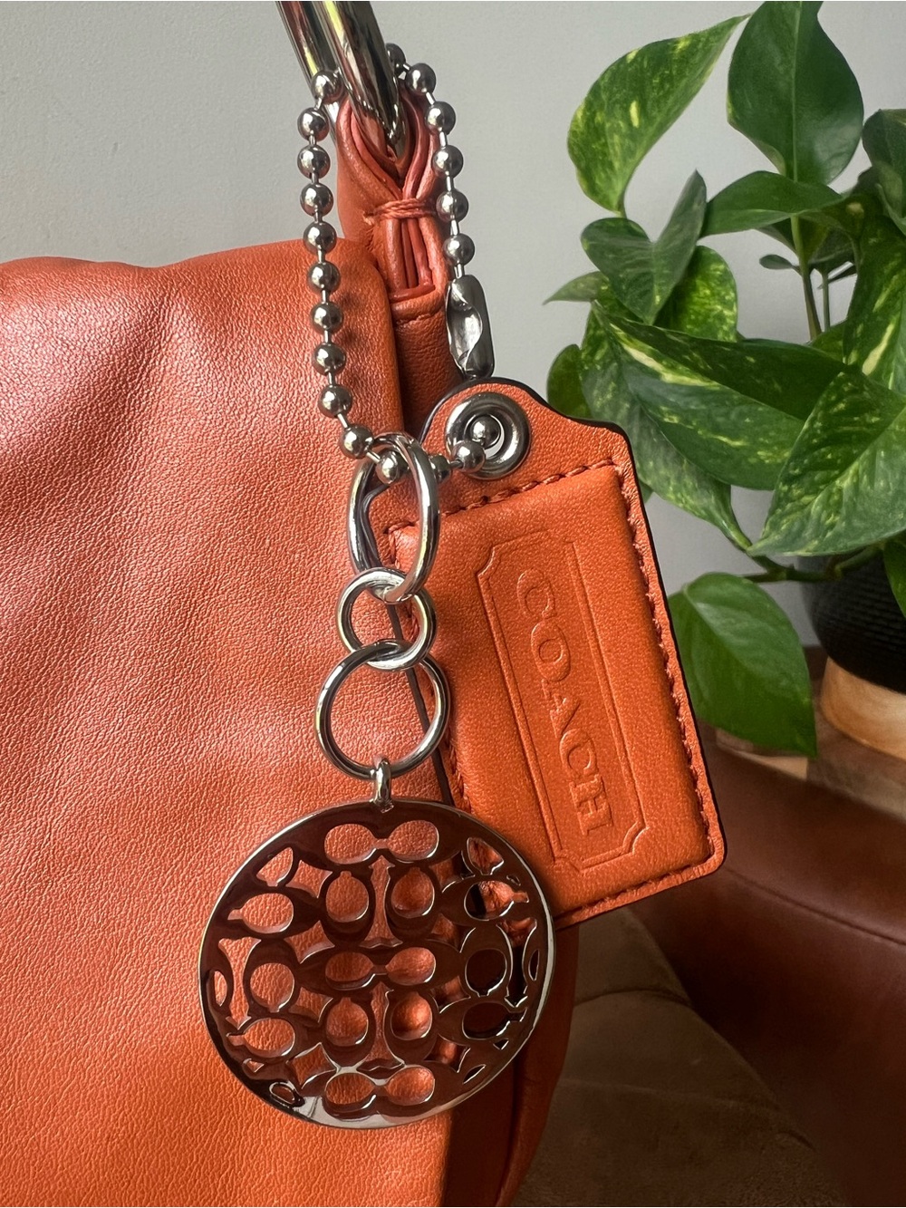 Coach Ali Leather Hobo Bag In The Color Tangerine Style 13652 - Picture 4 of 15
